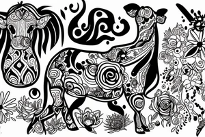 Beautiful Psychedelic cow, female tattoo idea