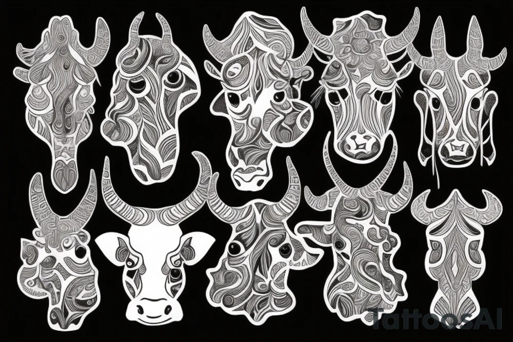 Beautiful Psychedelic cow, female tattoo idea