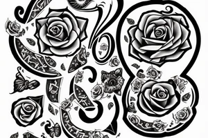 Drop of ouija with roses on the sides tattoo idea