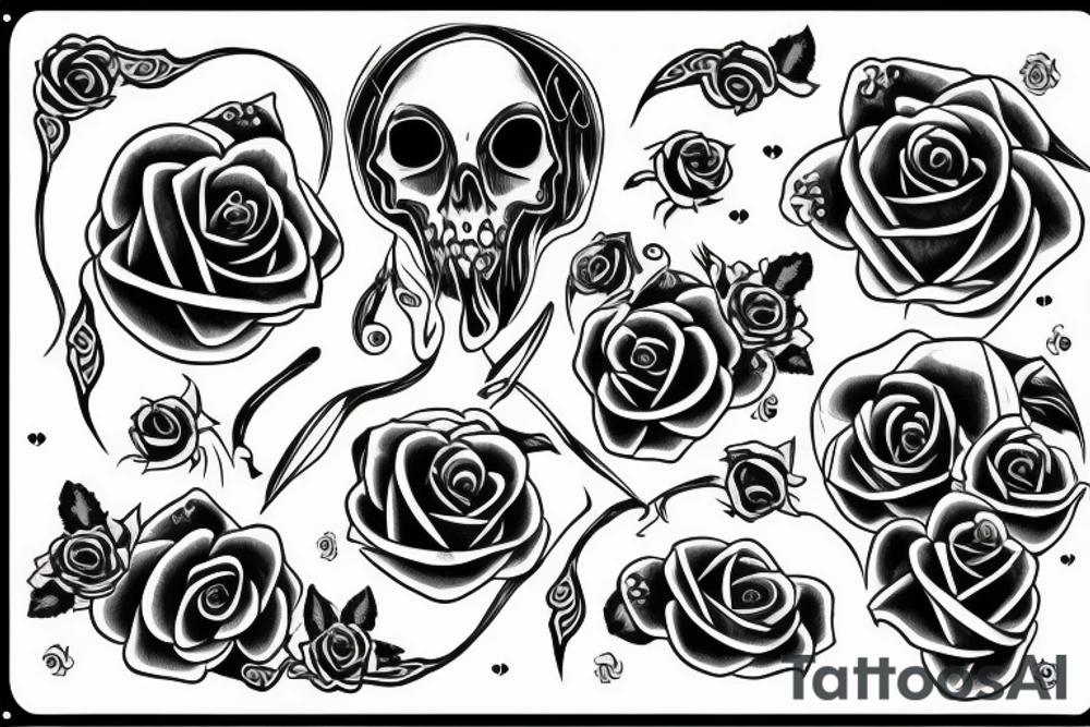 Drop of ouija with roses on the sides tattoo idea