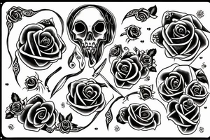 Drop of ouija with roses on the sides tattoo idea