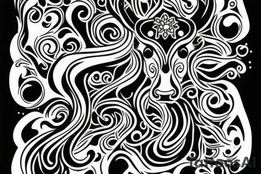 Beautiful Psychedelic cow, female tattoo idea