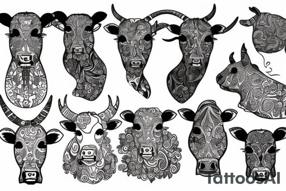 Beautiful Psychedelic cow, female tattoo idea