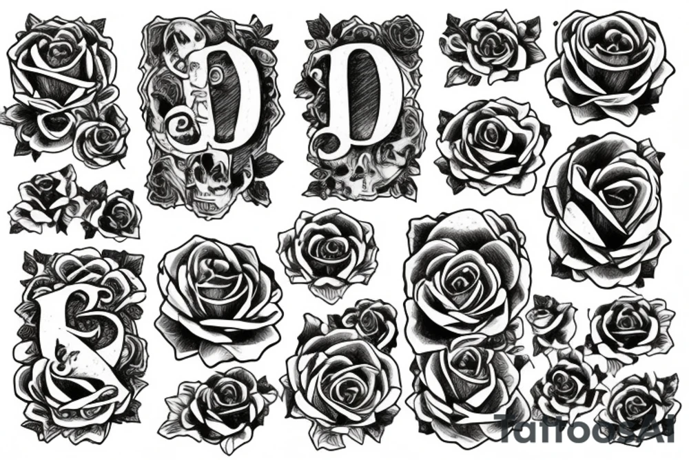 Ouija drop with roses on the sides tattoo idea