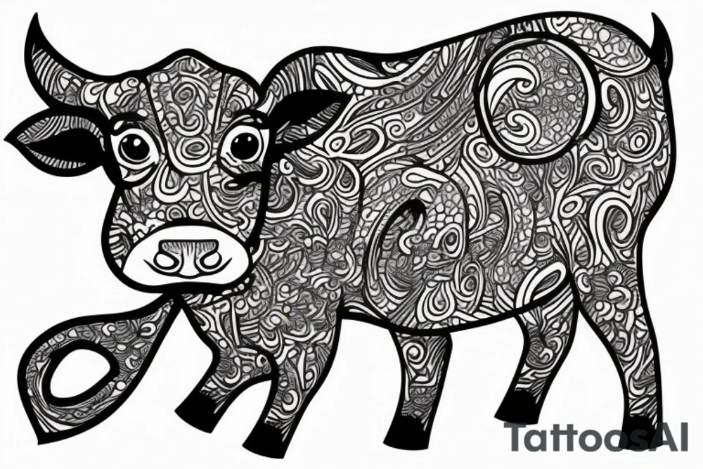 Beautiful Psychedelic cow, female tattoo idea
