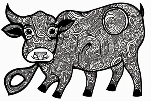 Beautiful Psychedelic cow, female tattoo idea