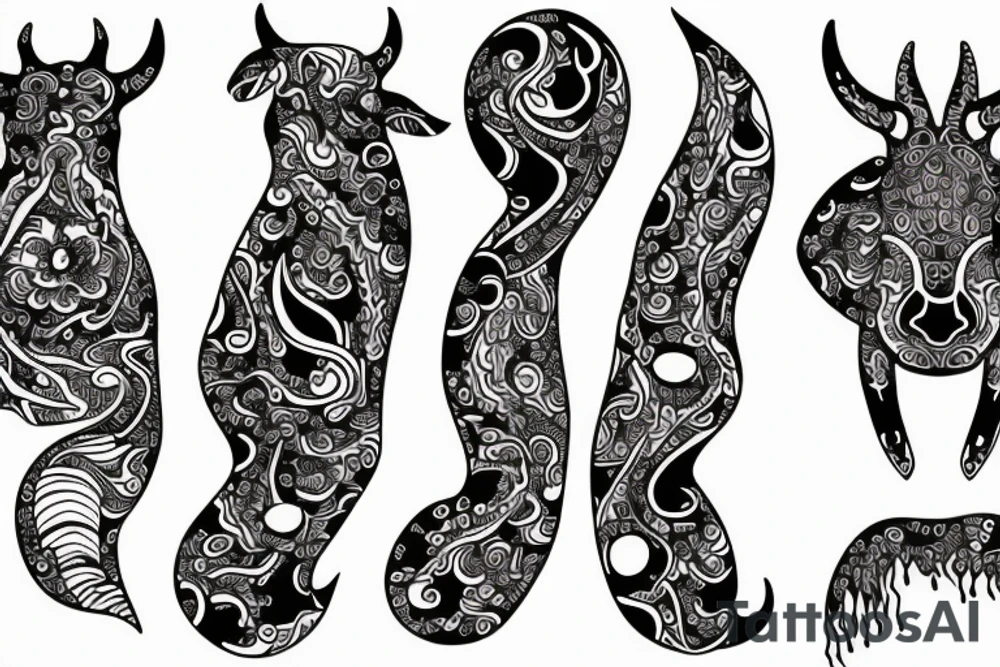 Beautiful Psychedelic cow, female tattoo idea
