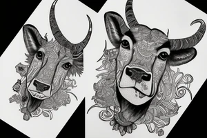 Beautiful Psychedelic cow, female tattoo idea