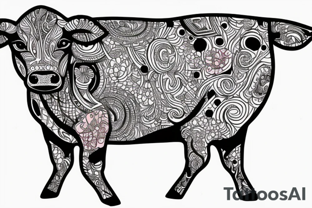 Beautiful psychedelic cow female tattoo idea