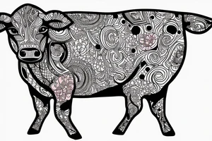 Beautiful psychedelic cow female tattoo idea