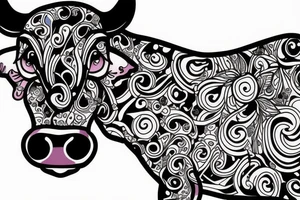 Beautiful psychedelic cow female tattoo idea