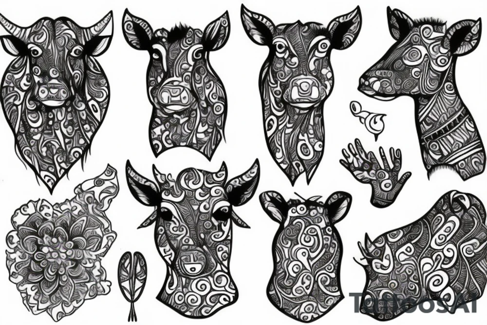Beautiful psychedelic cow female tattoo idea