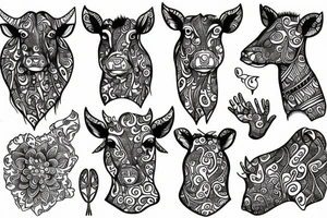 Beautiful psychedelic cow female tattoo idea