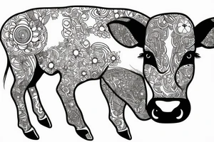 Beautiful psychedelic cow female tattoo idea