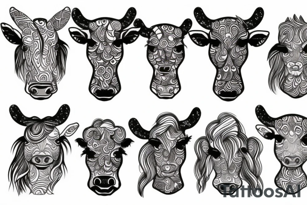 Beautiful psychedelic cow female tattoo idea