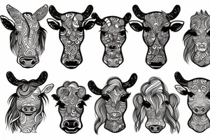 Beautiful psychedelic cow female tattoo idea
