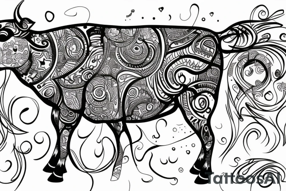 Beautiful psychedelic cow female tattoo idea