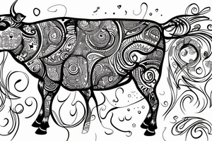 Beautiful psychedelic cow female tattoo idea