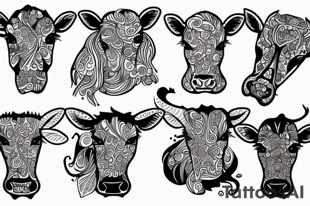 Beautiful psychedelic cow female tattoo idea