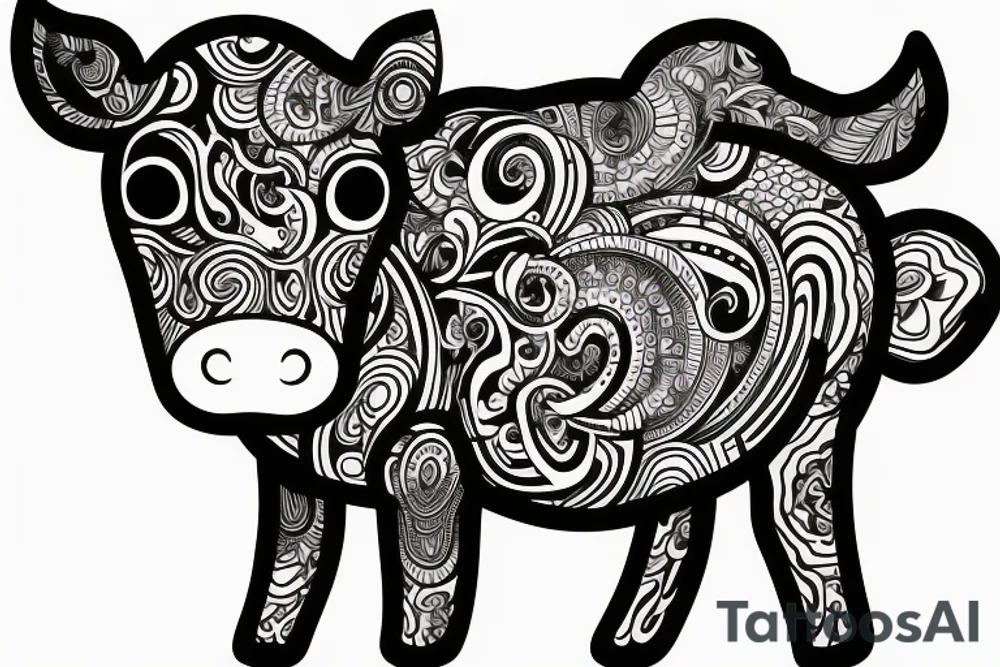 Beautiful psychedelic cow female tattoo idea