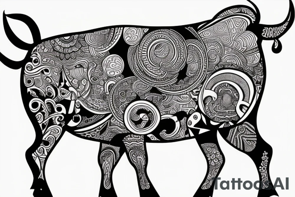 Beautiful psychedelic cow female tattoo idea