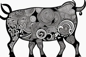 Beautiful psychedelic cow female tattoo idea