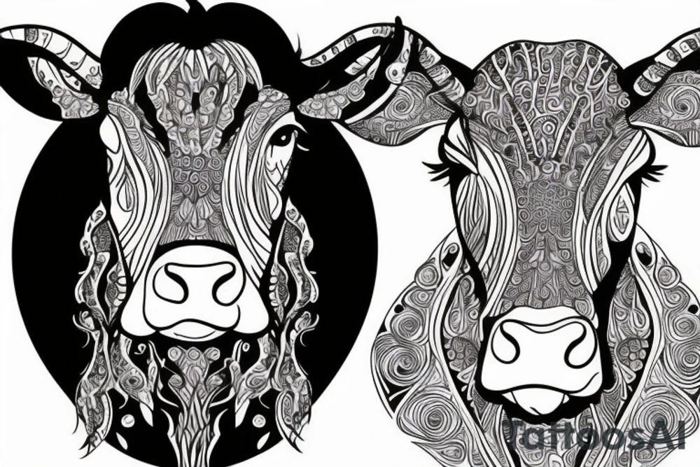 Beautiful psychedelic cow female tattoo idea