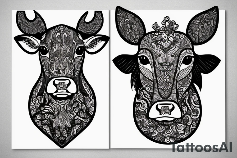 Beautiful psychedelic cow female tattoo idea
