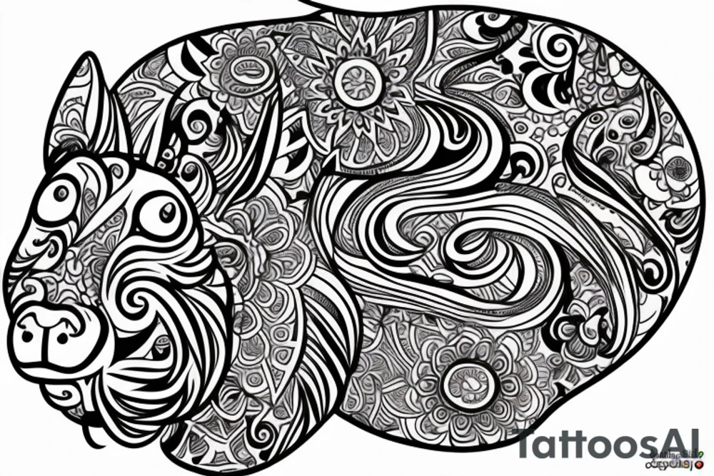 Beautiful psychedelic cow female tattoo idea