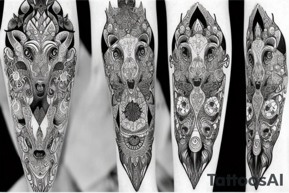 Beautiful psychedelic cow female tattoo idea