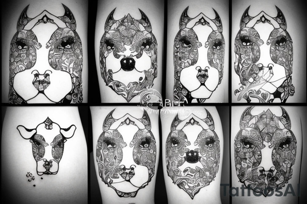 Beautiful psychedelic cow female tattoo idea