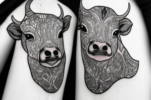 Beautiful psychedelic cow female tattoo idea