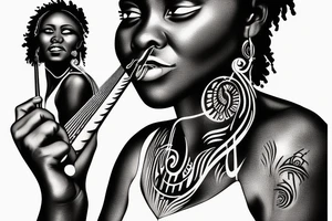 African woman playing the harp tattoo idea