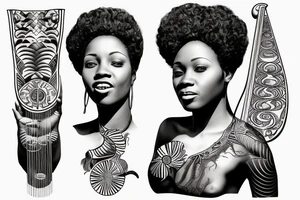 African woman playing the harp tattoo idea
