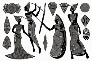 African woman playing the harp tattoo idea