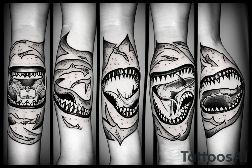 tooth shark line tattoo idea