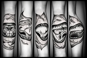 tooth shark line tattoo idea