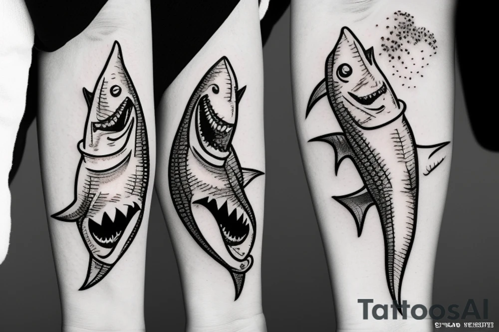 tooth shark line tattoo idea