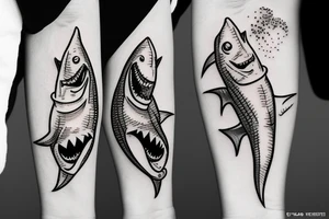tooth shark line tattoo idea