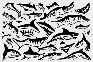 tooth shark line tattoo idea
