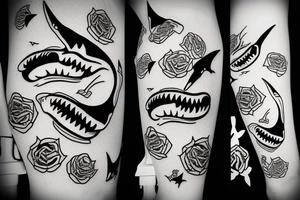 tooth shark line tattoo idea