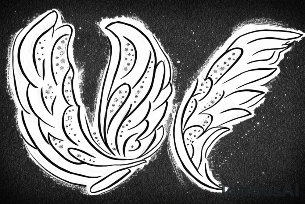 "Payal" written with cursive style. Angel wings on left and right side tattoo idea