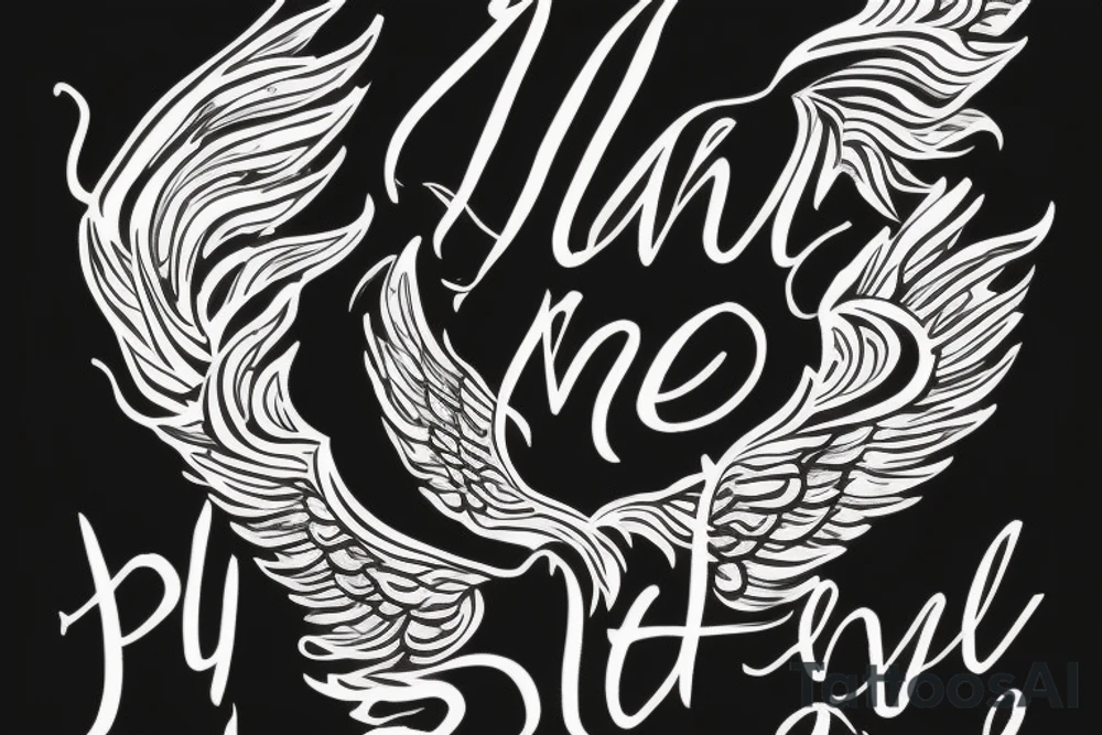 "Payal" text written with cursive style. Angel wings on left and right side tattoo idea