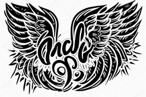 "Payal" text written with cursive style. Angel wings on left and right side tattoo idea