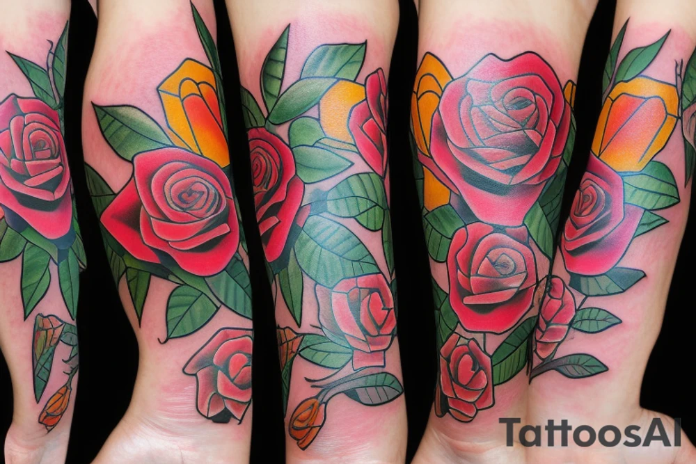 Transgender flag roses tattoo idea