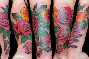 Transgender flag roses tattoo idea