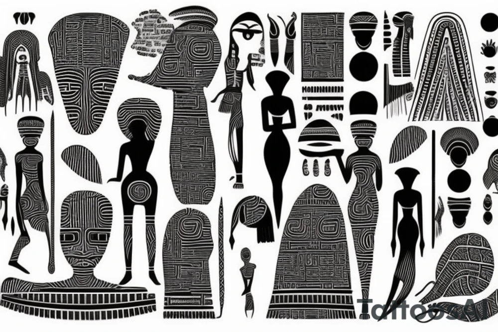 African woman heiroglyphics tattoo idea