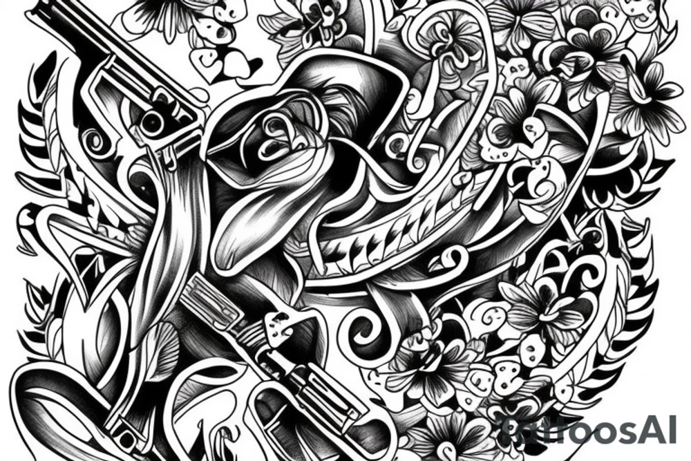 white rabbit tattoo holding an AK47 tattoo idea