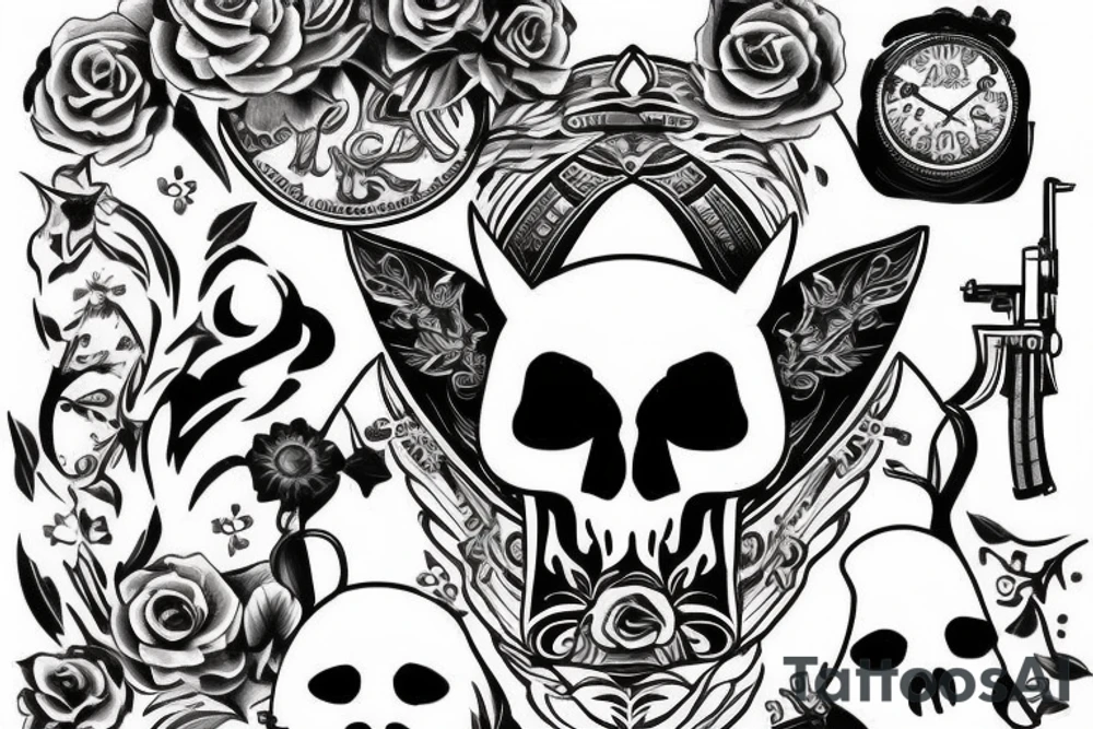 white rabbit tattoo holding an AK47 tattoo idea
