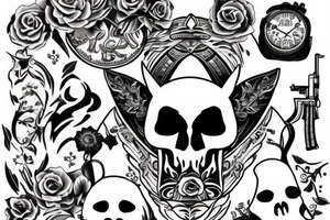 white rabbit tattoo holding an AK47 tattoo idea
